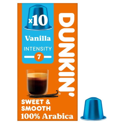 Dunkin Vanilla Nespresso Compatible Coffee Pods, 10 pods per pack, British Import (Pack of 3)