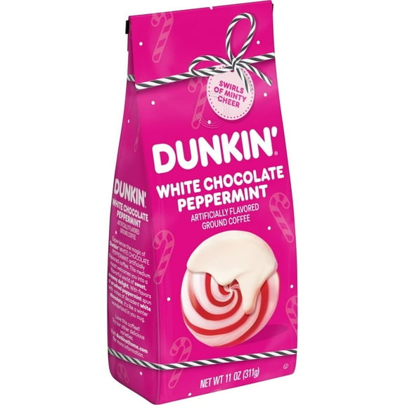 Dunkin White Chocolate Peppermint Ground Coffee 11 oz - Pack of 3