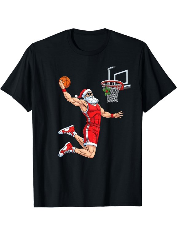 Dunking Santa - Basketball Lover Basketball Player Xmas T-Shirt