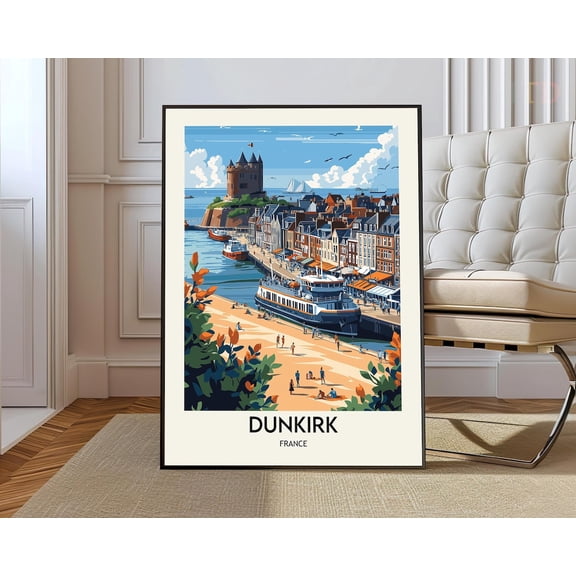 Dunkirk France Harbor Poster, Unframed Paper Poster 8x10in