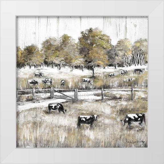 Dunlap, Marilyn 12x12 White Modern Wood Framed Museum Art Print Titled - Lazy Grazing