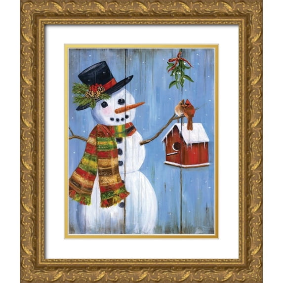 Dunlap, Marilyn 26x32 Gold Ornate Wood Framed with Double Matting Museum Art Print Titled - Winter Kisses