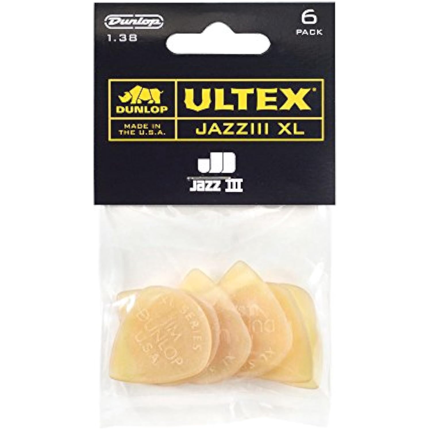 Dunlop 427PXL-U Ultex Jazz III 6 Guitar Picks Players Pack, Extra Large - Pack of 24