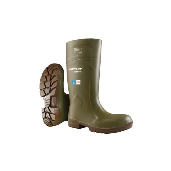 Dunlop Unisex Tall Rubber Boots, Steel Toe, Green, Men's 7, Women's 9 5183155