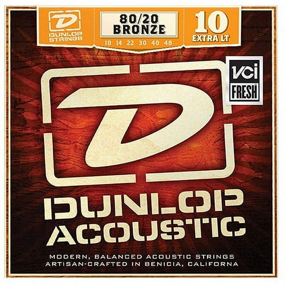 Dunlop DAB1048 80/20 Bronze Extra Light Acoustic 6-String Guitar Set, .010-.048