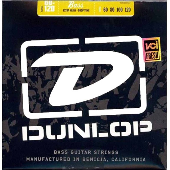 Dunlop DBN60120 Nickel Extra Heavy 4 String Stainless Steel Bass Guitar Strings .60-.120