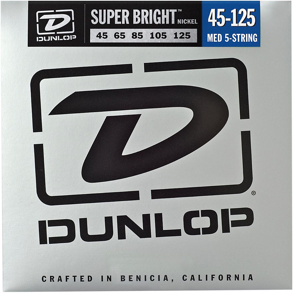 Dunlop - DBSBN45125 - Super Bright Nickel Plated Steel Bass 5 String Set - .45-.125