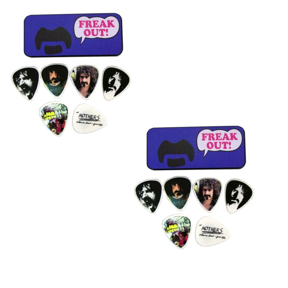 Dunlop Frank Zappa Collectible 2 Tins 12 Picks Total Blue Freak Out - Medium