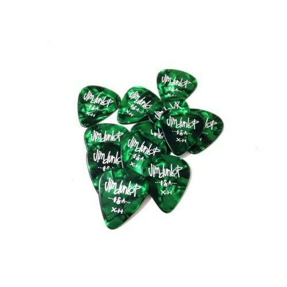 Dunlop Guitar Picks  12 Pack  Celluloid  Green Pearl  Extra Heavy