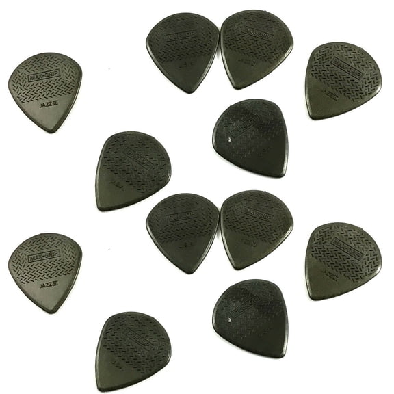 Dunlop Guitar Picks 12 pack Nylon Max-Grip Jazz III 471P3C Carbon