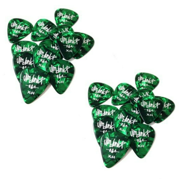 Dunlop Guitar Picks  24 Pack  Celluloid  Green Pearl  Extra Heavy