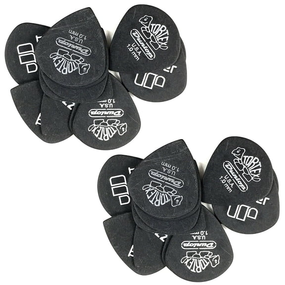 Dunlop Guitar Picks 24 Pack Tortex Pitch Black Jazz 1.0mm 482P1.0