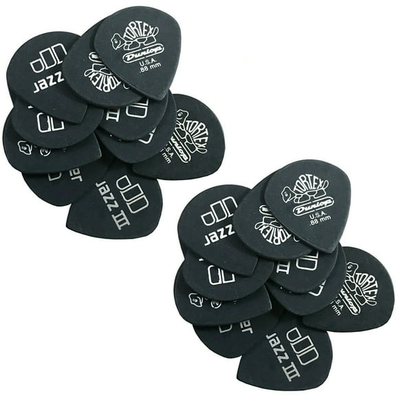 Dunlop Guitar Picks 24 Pack Tortex Pitch Black Jazz .88mm 482P.88