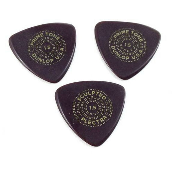 Dunlop Guitar Picks 3 Pack Primetone Small Tri Hand Sculpted Smooth 1.5mm