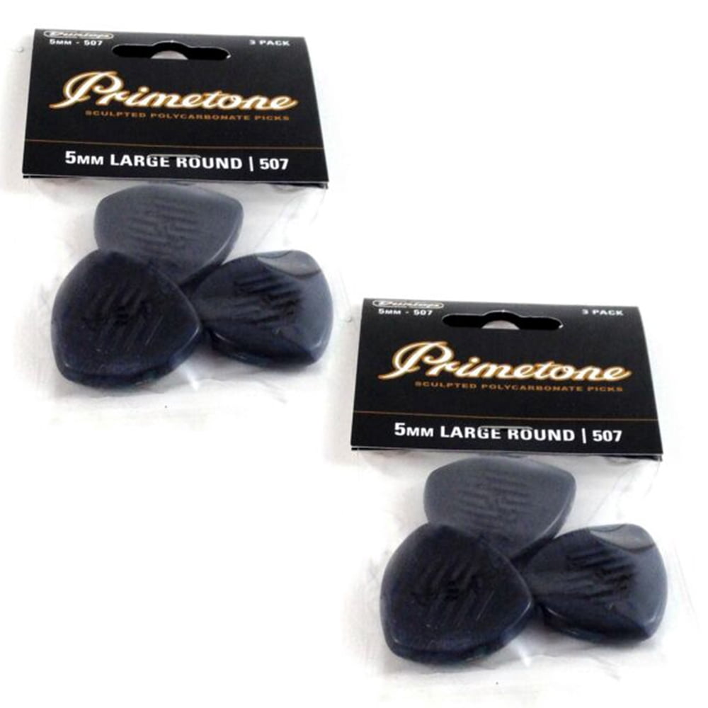 Dunlop Guitar Picks  6 Pack  Primetone 507  5mm  molded picks  lg round tip