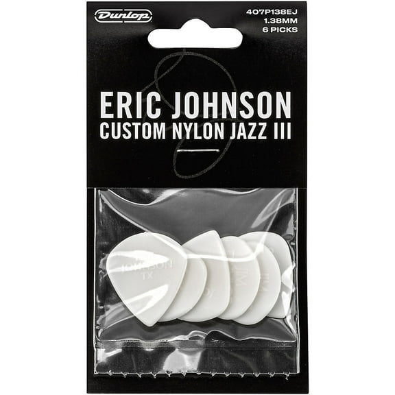 Dunlop Guitar Picks 6 Picks Eric Johnson Custom Nylon Jazz III White Nylon