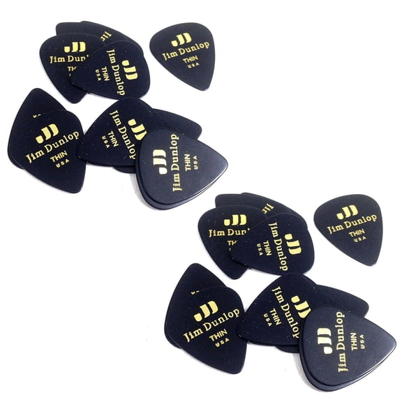 Dunlop Guitar Picks Classic Celluloid Thin Black 24 Pack