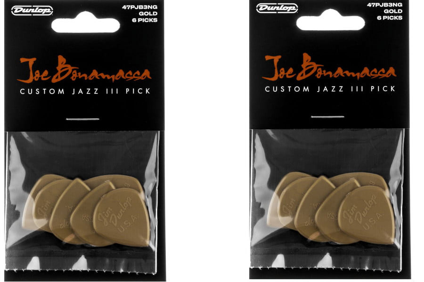 Dunlop Guitar Picks Joe Bonamassa Custom Jazz III 12 Picks Gold