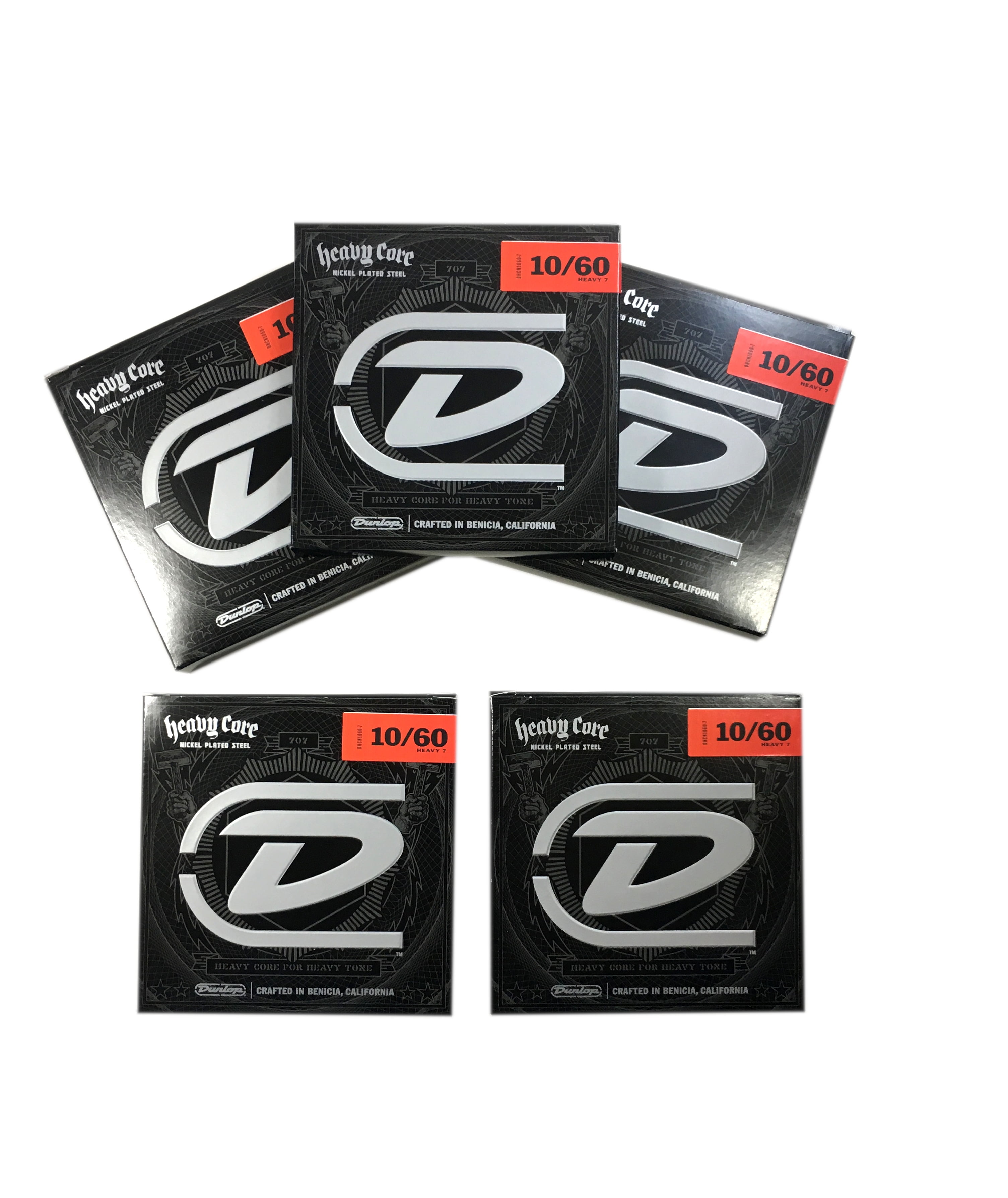 Dunlop Guitar Strings  Electric 5 Packs  Heavy Core  7 string guitar  10-60