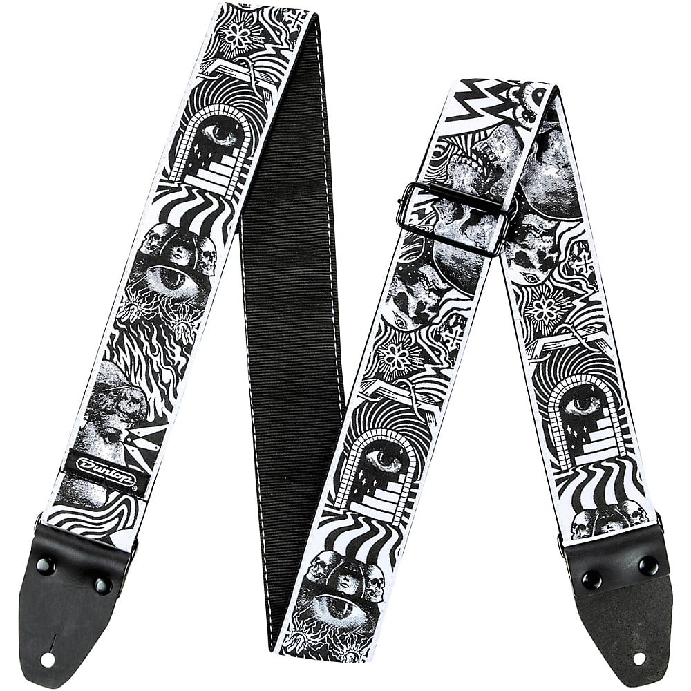 Dunlop ILOVEDUST Guitar Strap - Skulls Black White