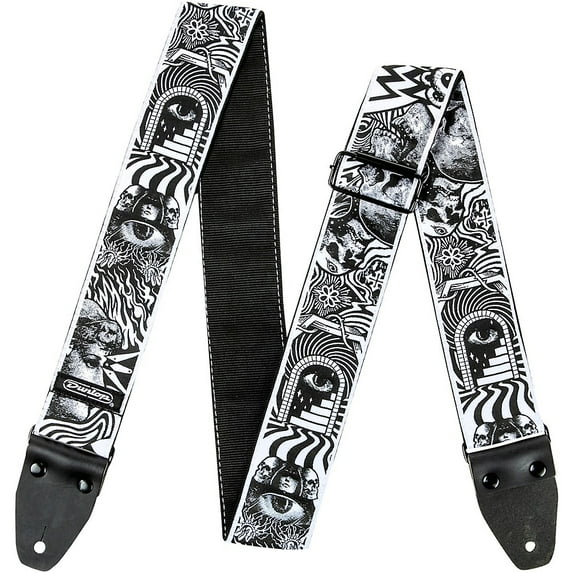 Dunlop ILOVEDUST Guitar Strap - Skulls Black White