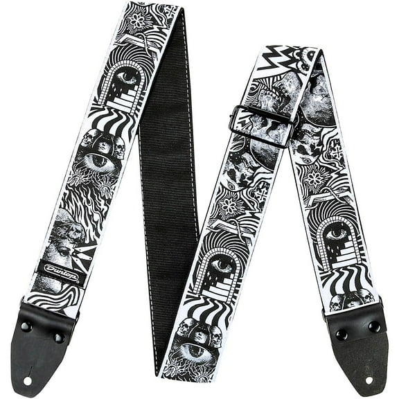 Dunlop ILOVEDUST Guitar Strap - Skulls Black White