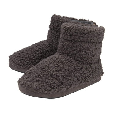 Dunlop - Mens Furry Sherpa Slipper Boots with Memory Foam Sole | Ankle Boot Slippers