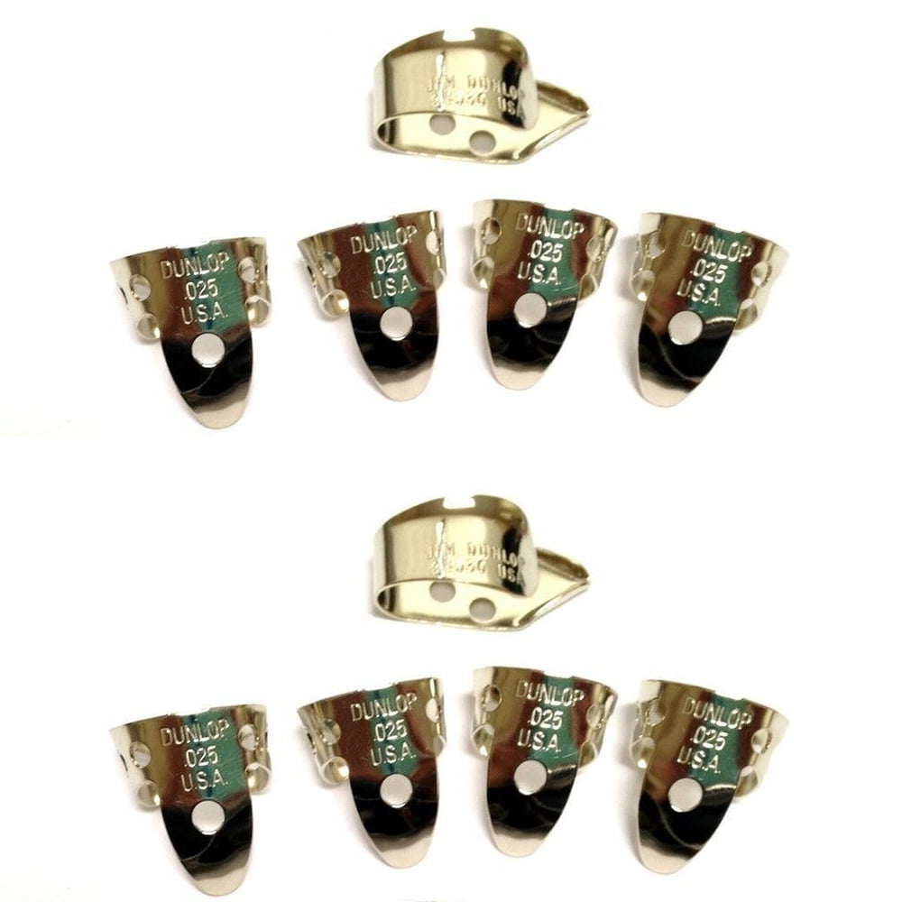 Dunlop Metal Nickel Silver 8 Finger Picks and 2 thumb picks .025 inch