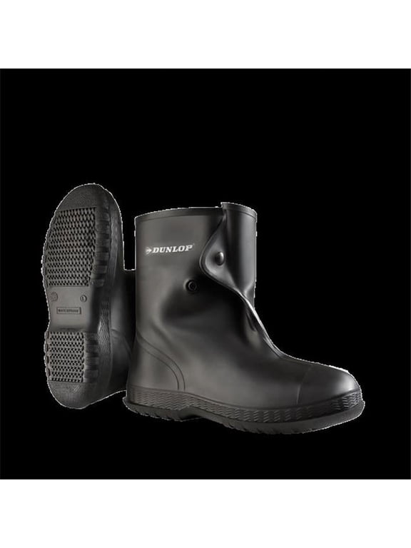 Overboot, MId-Calf, Cleated Sole, Button Tab Closure, PVC Upper, 10in Boot Height, Black, XL,PR