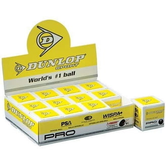Dunlop Paquet De 12 Balles De Squash Pro à Double Pois Jaunes – Ballon Officiel PSA Et WSF, Rebond Lent, Pour Joueurs Avancés Et Professionnels – Technologie N-1SR³