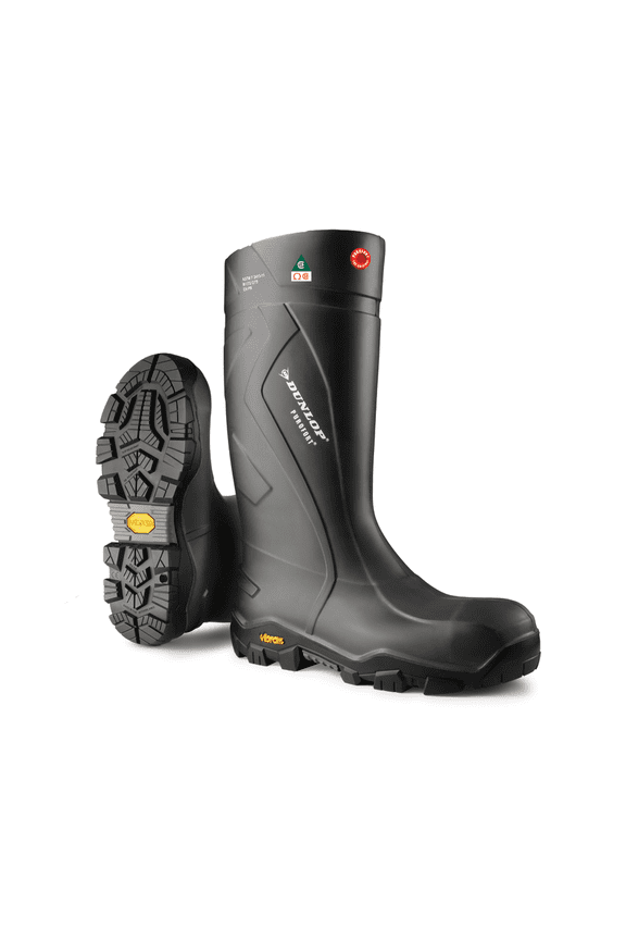 Purofort+ Expander Full Safety with Vibram Sole Omega - Work boots for Men & Women - Waterproof Safety boots with Stoel Toe - Chemical and Slip Resistant with Tall Shaft - Black - Size 6-16/17