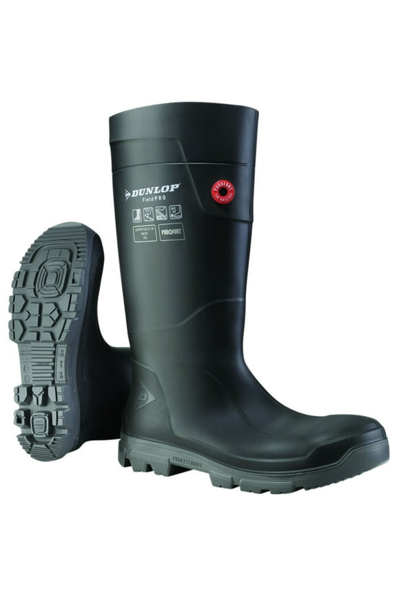 FieldPRO Full Safety Steel Toe Boots, Gray, Size 12