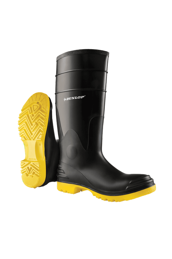 16" Polyblend Steel Toe - Safety boots for Men & Women - Waterproof Work boots with Tall shaft - Rubber boots - Black/Yellow - Size 6-15
