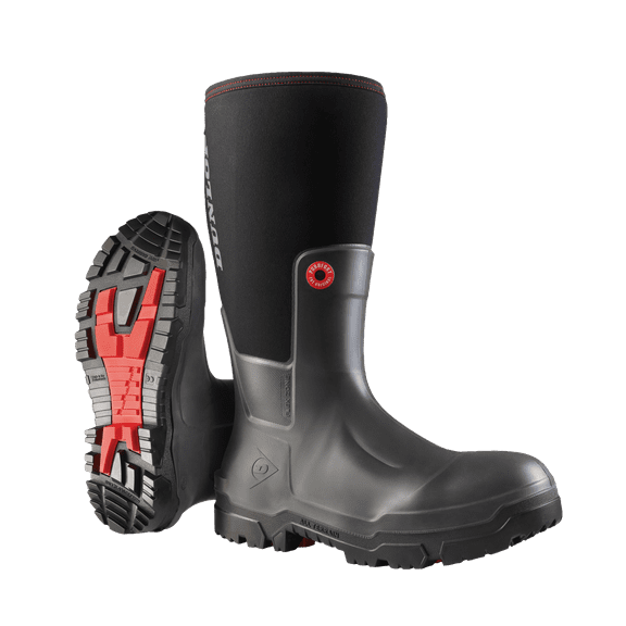Dunlop Snugboot Pioneer - Work boots for Men & Women - Waterproof Construction boots with Steel Toe and Cold Insulation - Chemical and Slip resistant - Black - Size 5 - 14