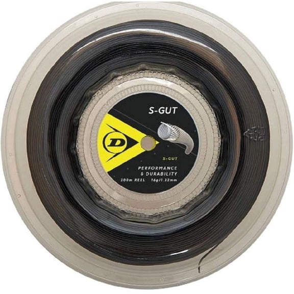 Dunlop Sports S Gut Tennis String Reel, 660 feet / 200 meters, 16G Black