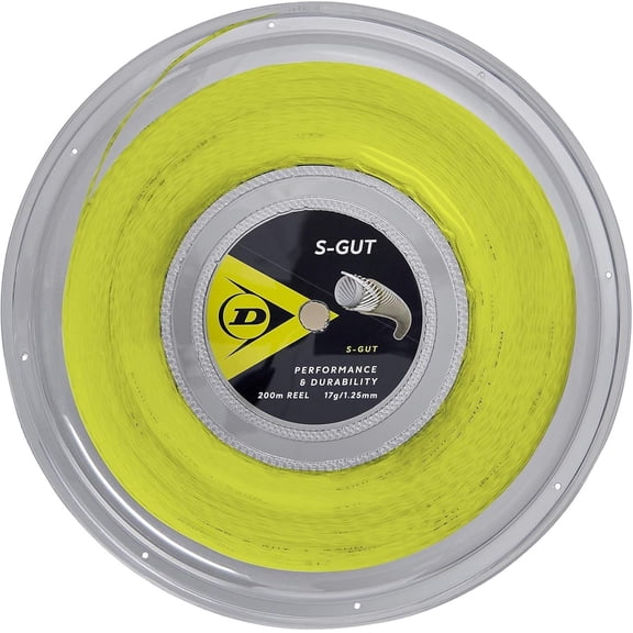 Dunlop Sports S Gut Tennis String Reel, 660 feet / 200 meters, 17G Yellow