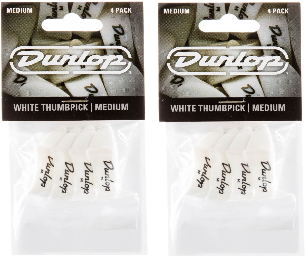 Dunlop Thumb Picks  White 8 Pack  Medium - (9002P)  Guitar and banjo