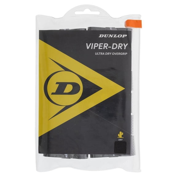 Dunlop Sports ViperDry Ultra Dry Tennis Overgrip, 12 Grip Bag, Black