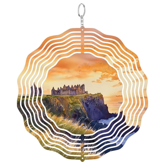 Dunluce Castle 3D Wind Spinner Metal Hanging Ornament Outdoor Home Decor Northern Ireland Ruin Gift