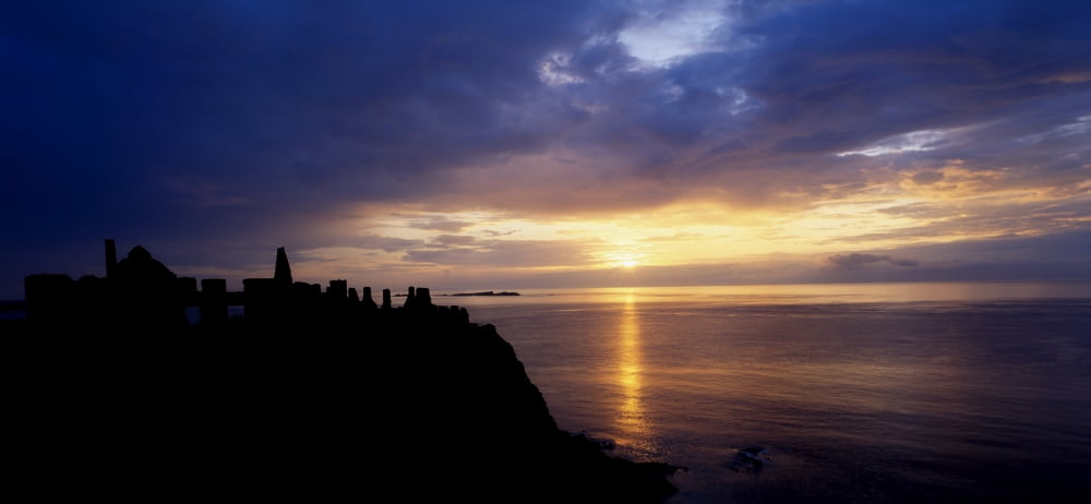Dunluce Castle At Sunset Co Antrim Ireland Canvas Art - The Irish Image Collection Design Pics (44 x 20)