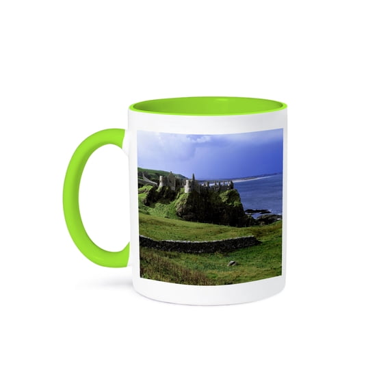 3dRose, Dunluce Castle, County Antrim, Northern Ireland - EU15 RER0004 - Ric Ergenbright, 15oz Two-Tone Green Mug