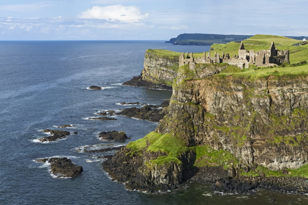 Dunluce Castle on the Antrim Coast County Antrim Ireland Canvas Art - Carl Bruemmer Design Pics (17 x 11)