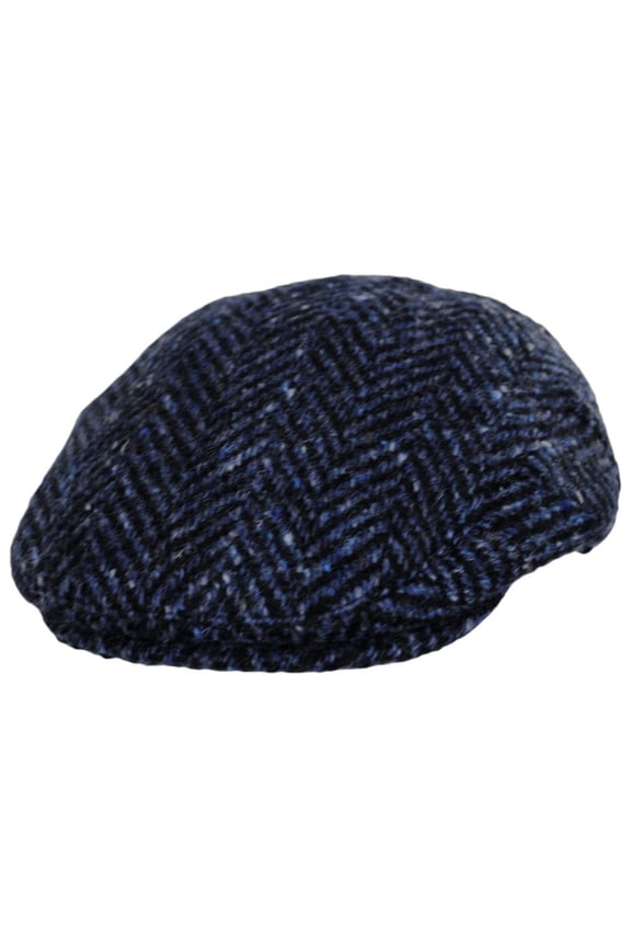 Dunmore Donegal Tweed Wool Ivy Cap - M - Navy/Black