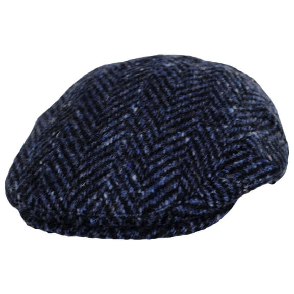 Dunmore Donegal Tweed Wool Ivy Cap - S  - Navy/Black