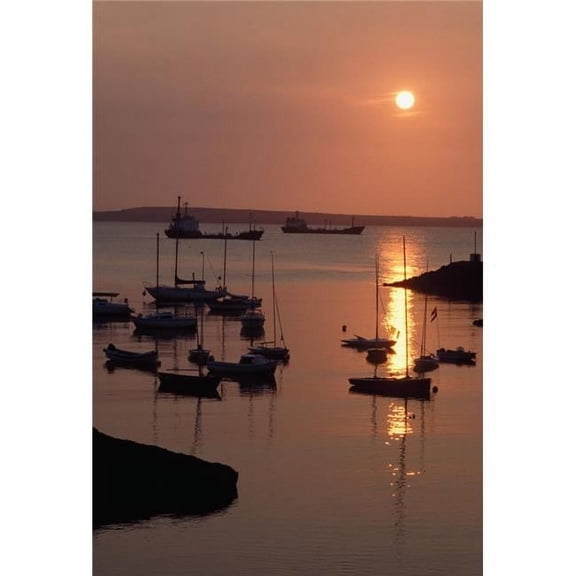 Dunmore East Co Waterford Ireland - Sailboats On The Harbour At Sunset Poster Print, 12 x 18