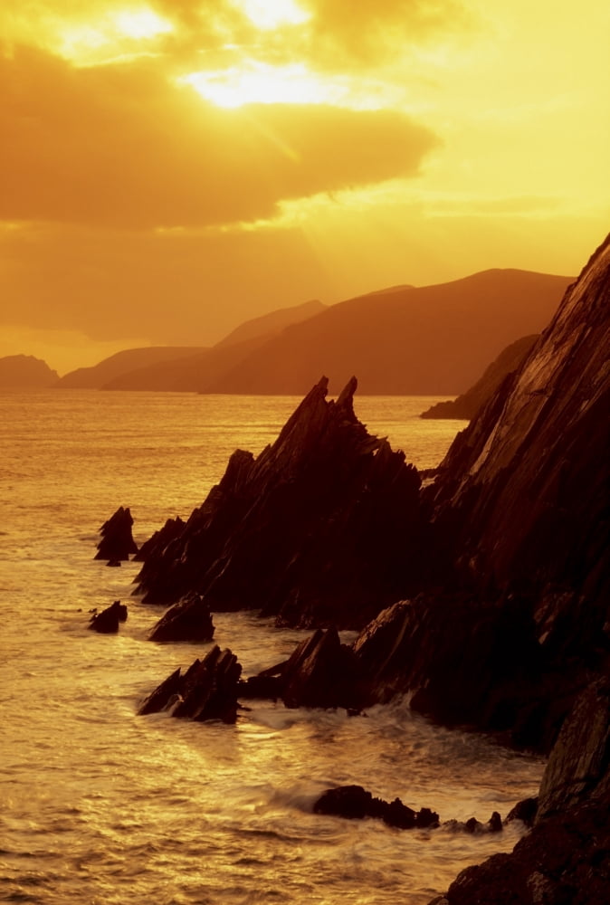 Dunmore Head Dingle Peninsula County Kerry Ireland Sunset And Cliffs Canvas Art - Richard Cummins Design Pics (12 x 18)