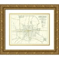 thumbnail image 1 of Dunn 32x26 Gold Ornate Wood Framed with Double Matting Museum Art Print Titled - Ft. Worth Texas Plan - Dunn 1914, 1 of 4