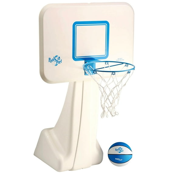 Dunn-Rite Products 36" Pool Basketball Hoop, Stainless Steel Rim, 115 lb Base, 22" x 31" Backboard, White (Kids, Teens and Adults)
