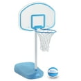 thumbnail image 1 of Dunn-Rite Products 9" - 34" Adjustable Pool Basketball Hoop, Weatherproof, 26.5"x 18.5" Backboard, 60lbs Base, Clear Blue Color (Kids and Teens), 1 of 8