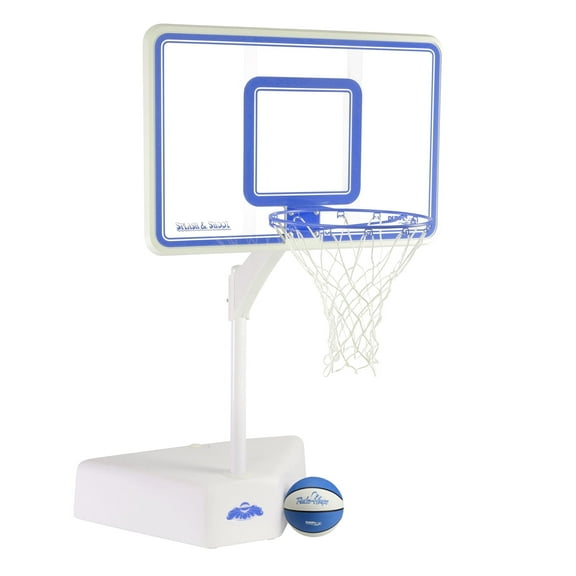 Dunn-Rite Products 23" - 53" Adjustable Pool Basketball Hoop, Weatherproof, 41"x 28" Backboard, 200lbs Base, Clear Blue Color (Teen and Adults)